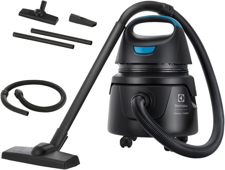 Aspirador água pó Electrolux compacto potente função sopro 1400W 12 L total 5 L util protetor termico AWD01 127v