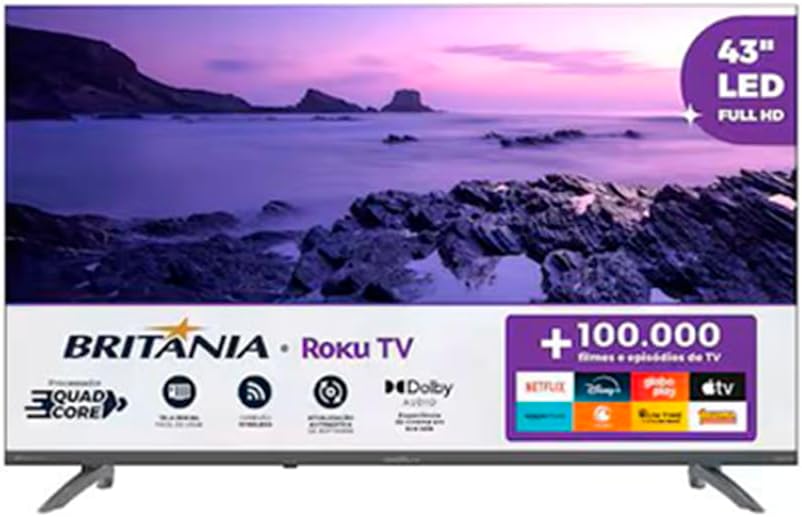Britânia Smart TV 43 Polegadas Full HD B43CRA Roku TV LED HDR10 Dolby Áudio Wi-Fi Dual Band