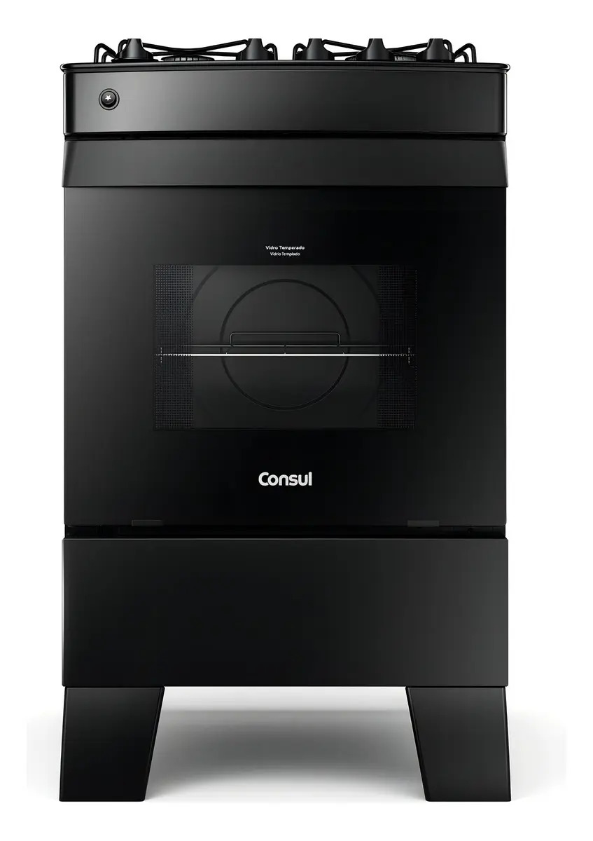 Fogão 4 Bocas Preto Consul Com Mesa De Vidro - Cfo4vce
