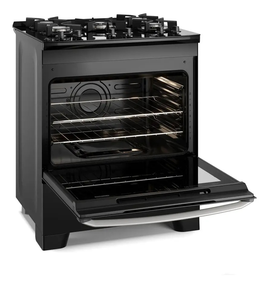 Fogão 5 Bocas Electrolux Preto Efficient Mesa de Vidro PerfectCook e Grades de Ferro (FE5GB) Bivolt