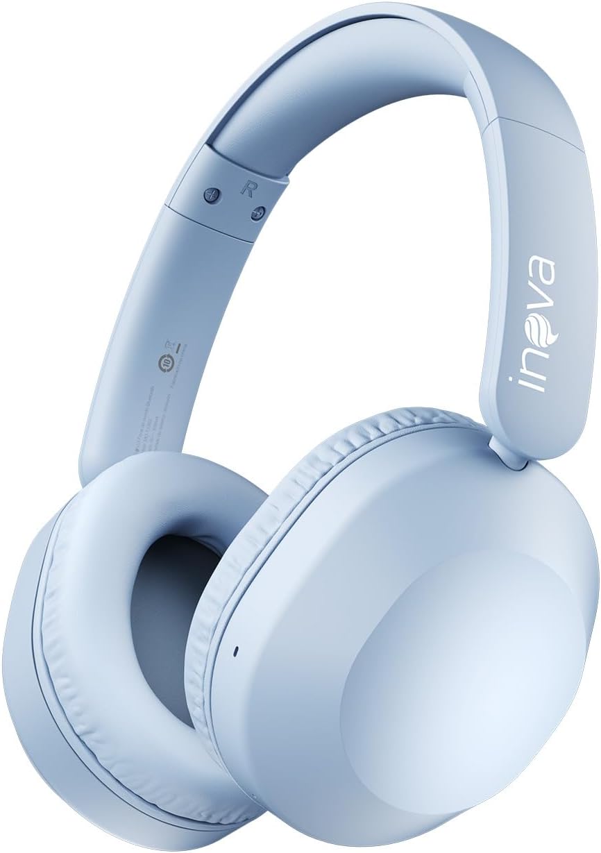 INAVA Headphone Bluethooth, 25h, Áudio Hi-Res, Headset com Microfone, ENC, Fone de Ouvido Bluetooth, Suitable for Travel, Home, and Office Use (Azul)