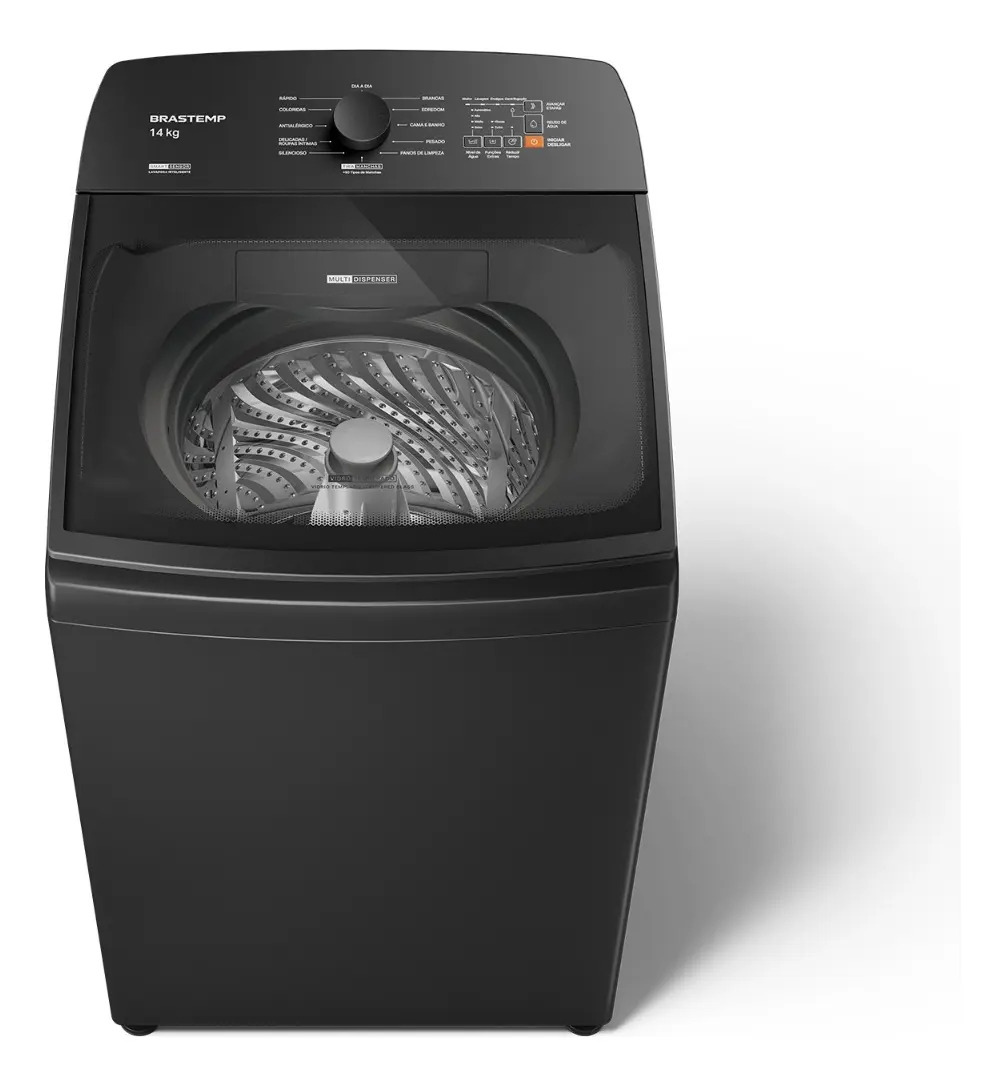Máquina de Lavar Cinza Platinum Brastemp 14kg com Smart Sensor e Função Reduzir Tempo - BWJ14A9