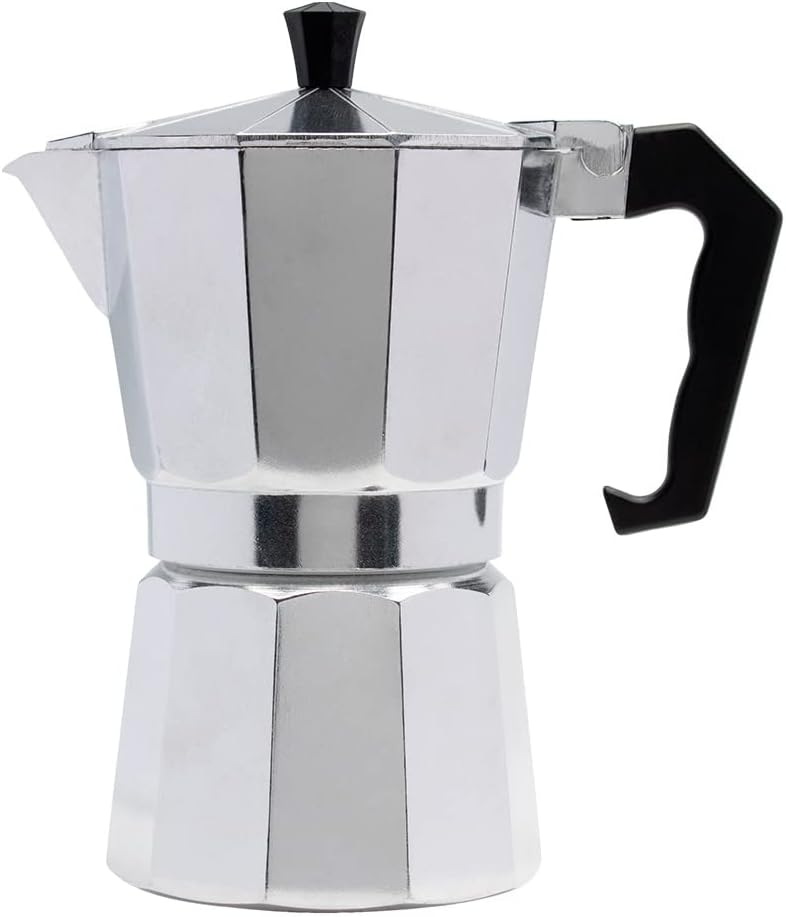 Mimo Style Cafeteira Italiana Moka de Aluminio Com Alça Café Expresso Para 6 Cafézinhos, Capacidade 300 ml, Feita de Materiais Leves e de Alta Qualidade Ideal Para sua Cozinha, Express Coffee