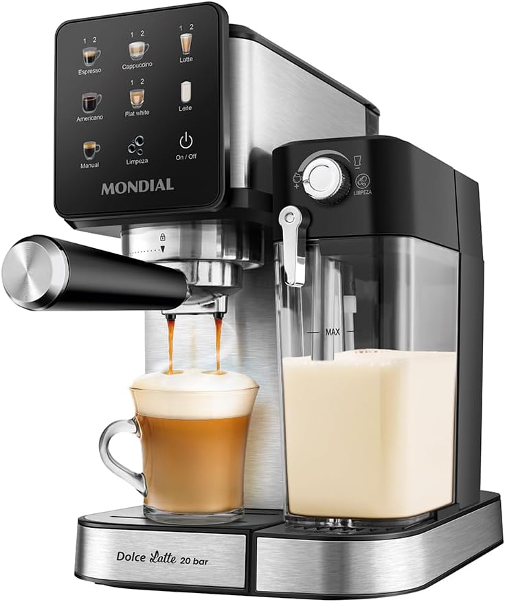 MONDIAL, Cafeteira Espresso Automática Dolce Latte 20 bar, Preto/Inox 1250W, 110V - CCL-01