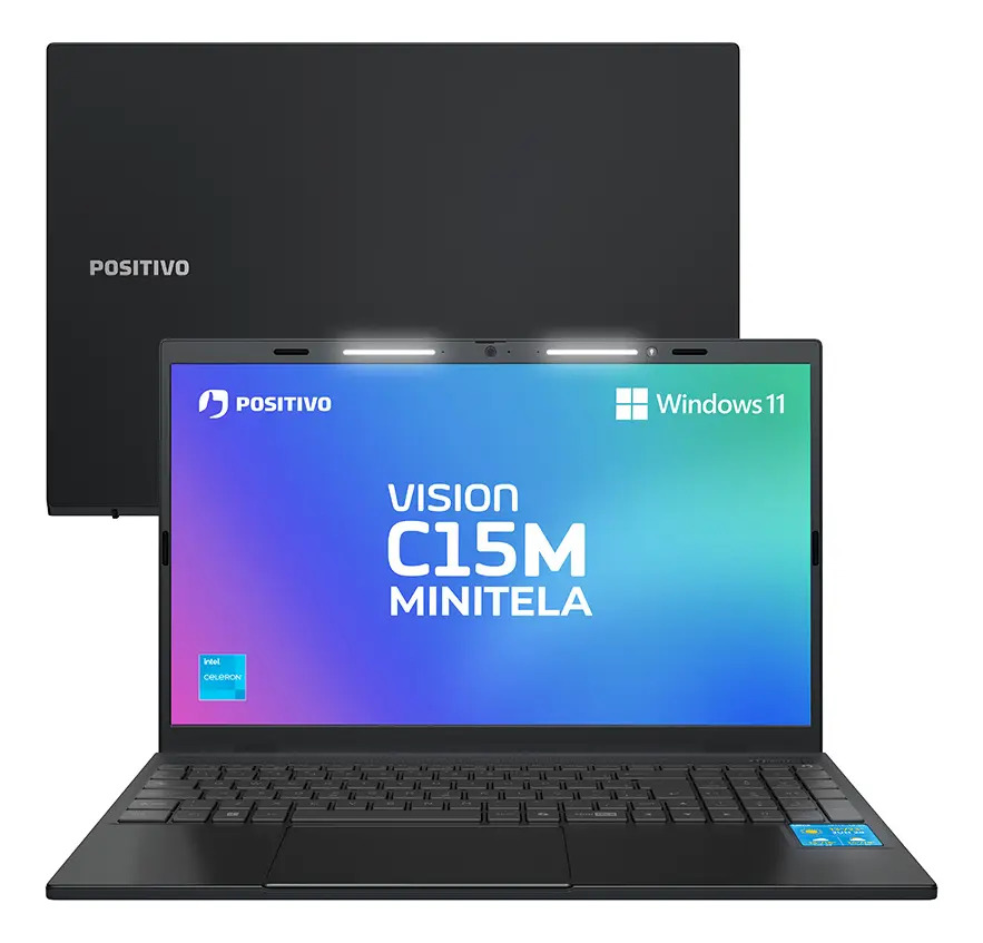 Notebook Positivo Vision C15M de 15.6" Full HD com Minitela, Intel Celeron N4500, 8GB RAM e 128GB SSD