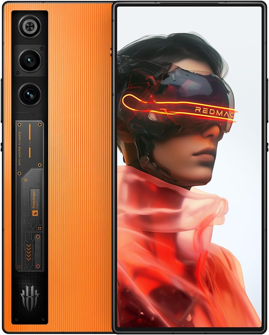 REDMAGIC 10 Air 120Hz Telefone para jogos, 5G Android Smartphone, 16GB RAM+512GB ROM, Snapdragon 8 Gen 3, 6.8" AMOLED Tela cheia, FHD+, 50MP Câmera, Dual-Sim, Celular desbloqueado Laranja