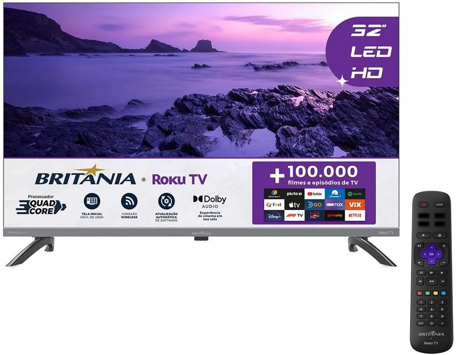 Smart TV 32" Britânia B32KRA Roku TV
