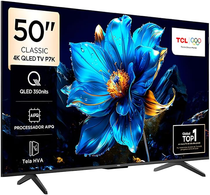 Smart TV 50" TCL 4K UHD QLED 50P7K Google TV AiPQ Google Assistente 3 HDMI