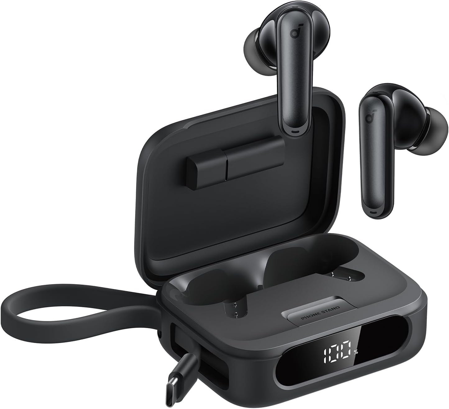 Soundcore P41i da Anker, Fones de Ouvido Bluetooth In-Ear com ANC e Powerbank (Cabo USB-C Integrado), 192h de Reprodução, Som Imersivo, Chamadas Claras com IA e 6 Microfones, IPX5, Preto