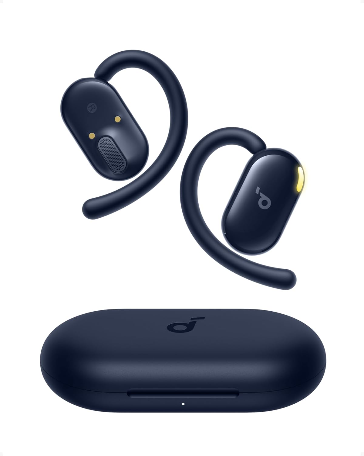 soundcore V20i da Anker, Fone de Ouvido Bluetooth 5.4 aberto e esportivo, Luzes Led com sincronização de música, Ganchos ajustáveis, Ultraconfortáveis, Encaixe perfeito, IP55, 36H de reprodução