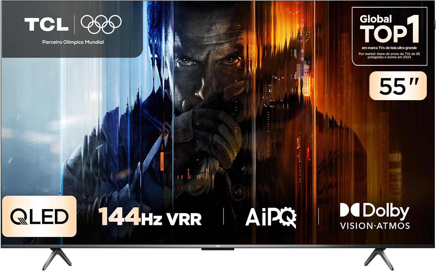 TCL, QLED Smart TV, 55”, 55P8K, 4K UHD, Google TV, 144Hz, Google Assistente, Dolby Vision, Dolby Atmos, Design Sem Bordas